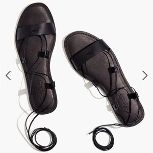 Madewell Black Boardwalk Lace-Up Sandal in Leather size 6.5